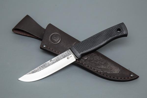 Нож Ястреб, Х12МФ, след ковки, рук.Elastron, черный ком.