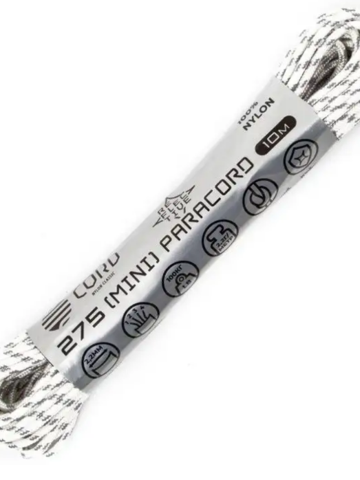 Паракорд 275 (мини) Cord nylon 10м RUS  световозвращающий White