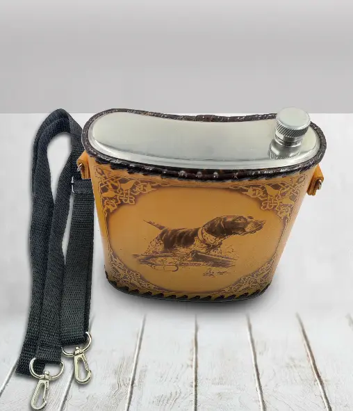 Фляга 501 (рыжая кожа) 1л №1