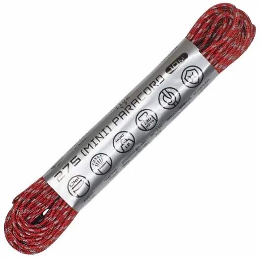 Паракорд 275 (мини) Cord nylon 10м RUS  световозвращающий Red