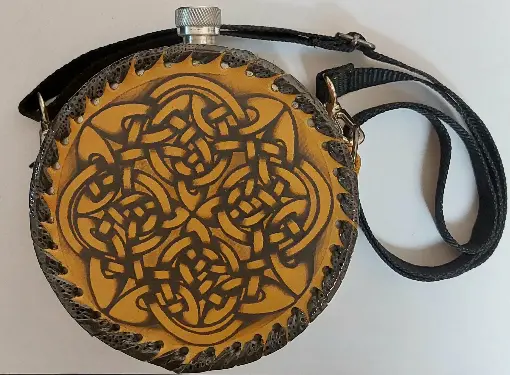 Фляга 507 (рыжая кожа) 1л, круглая №1