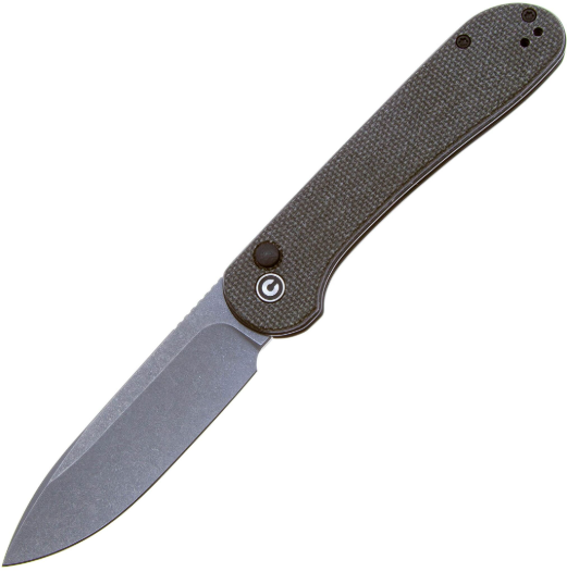 Нож склад. CIVIVI Elementum Button Lock Stonewash, сталь 14C28N рукоять Dark Green Micarta