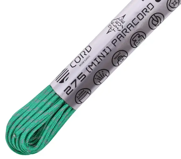 Паракорд 275 (мини) Cord nylon 30м RUS  световозвращающий Emerald Green