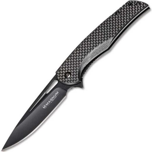 Нож складной Black Carbon, черная рукоять карбон, сталь 440А