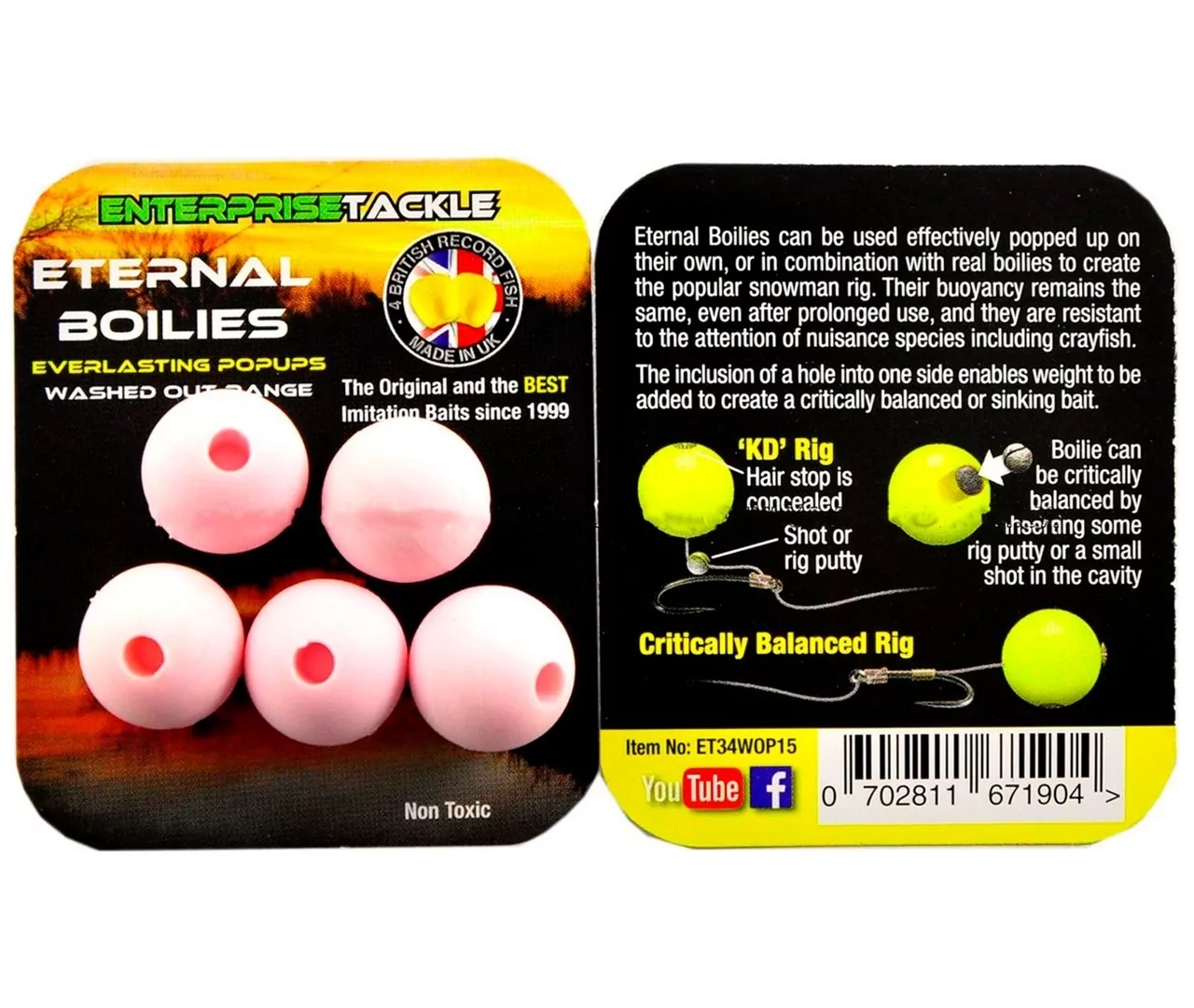 Искусственные бойлы Etermal Boilies (Blister Pack) - 15 мм Washed Out Pink