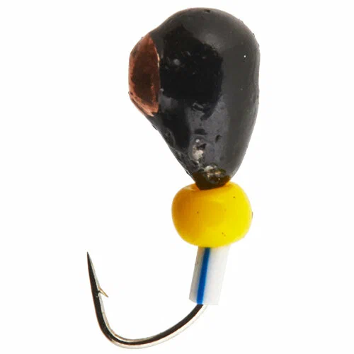 Капля с отверстием с коронкой с бисером желтым 6х2,5мм 613NQ2