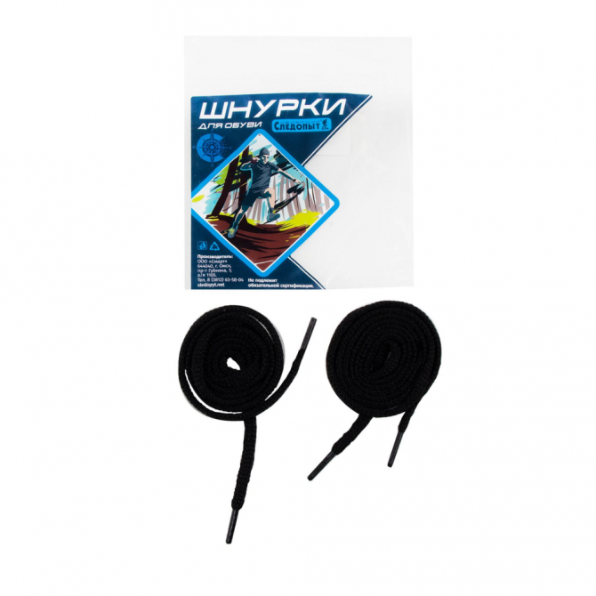 Шнурки для обуви Сибирский следопыт вязаные, черные дл.90см