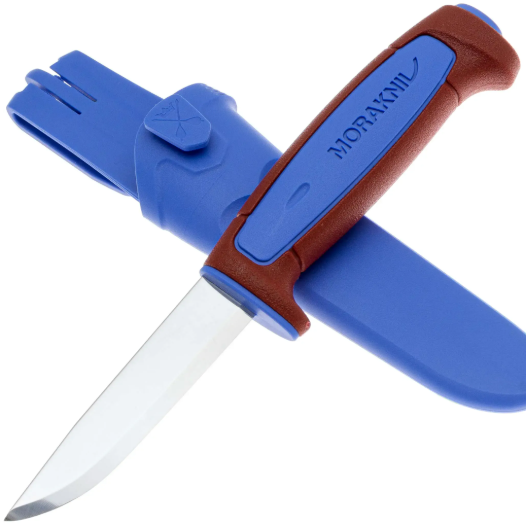 Нож Morakniv Basic 511 углеродистая сталь, пласт. ручка (красная) син. вставка