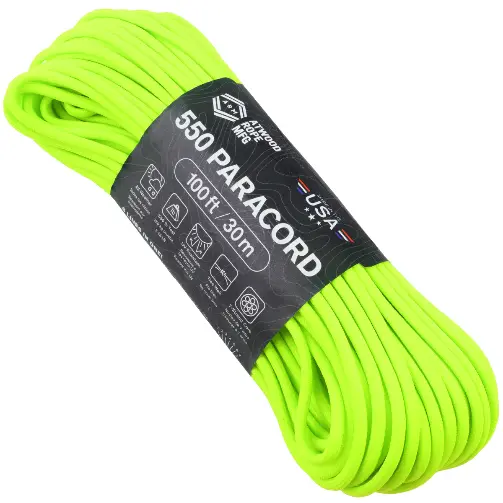 Шнур Paracord 550 Atwoodrope 100ft (Neon Green)