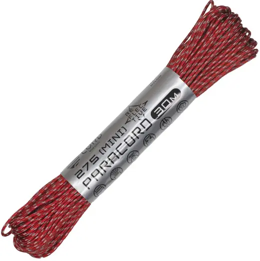 Паракорд 275 (мини) Cord nylon 30м RUS  световозвращающий Red