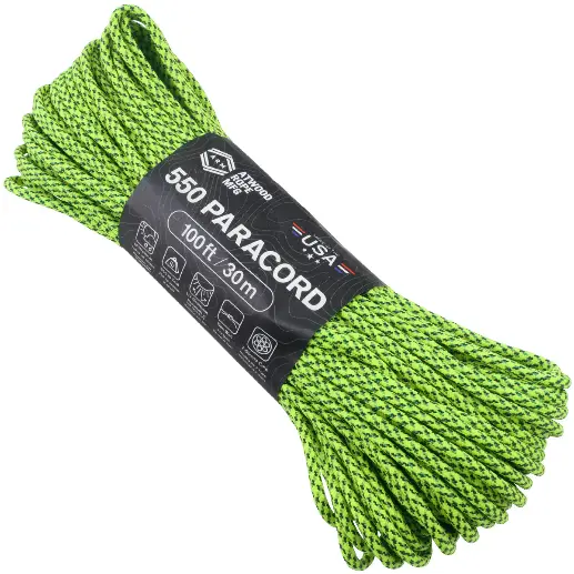 Шнур Paracord 550 Atwoodrope 100ft (Green spec)