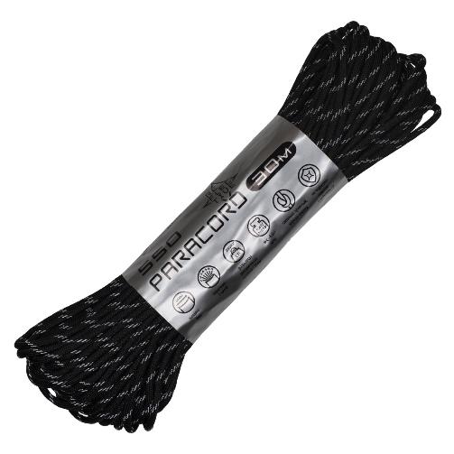 Паракорд 550 Cord nylon 30м RUS  световозвращающий Black