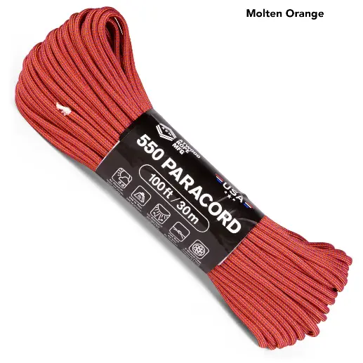 Шнур Paracord 550 Atwoodrope 100ft (Molten orange)