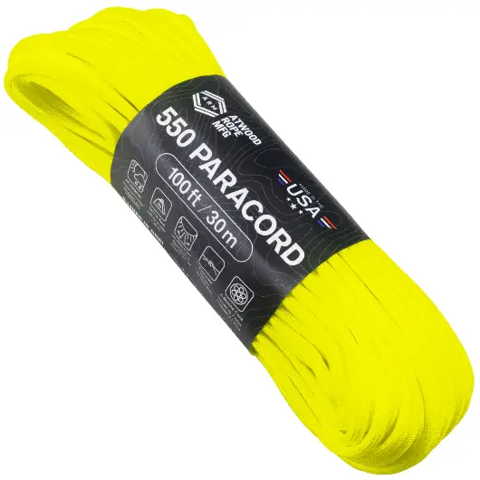 Шнур Paracord 550 Atwoodrope 100ft (Neon Yellow)