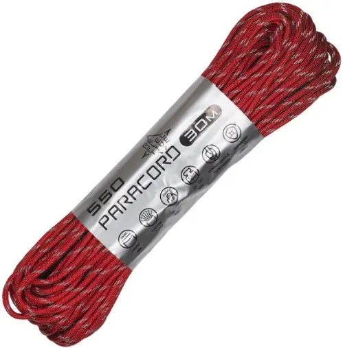 Паракорд 550 Cord nylon 30м RUS  световозвращающий Red