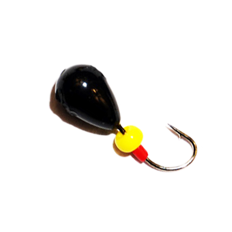 Капля с петлей черная с бисером желтым 8х4мм 615P2