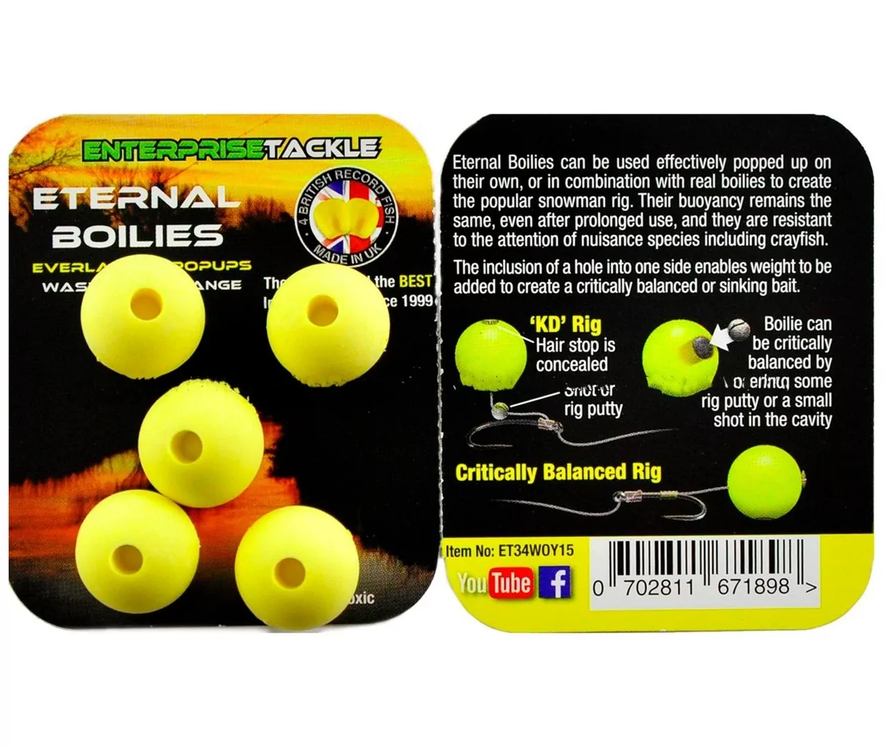 Искусственные бойлы Etermal Boilies (Blister Pack) - 15 мм Washed Out Yellow