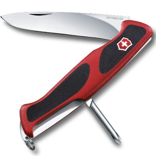 Нож RangerGrip 53, 130 мм, 13 функций, красный с черными вст. 0.9583.МС