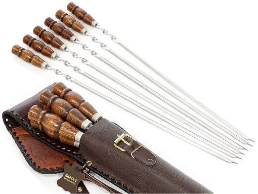 Набор шашлычный Точеная ручка уголок в чехле-2, таганок