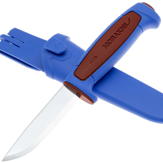 Нож Morakniv Basic 546 углеродистая сталь, пласт. ручка (синяя) красн. вставка
